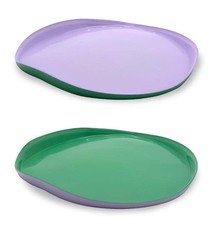SET 2 PIATTI DESSERT IN VETRO LILLA E VERDE 21 CM