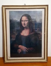 VECCHIO QUADRO GIOCONDA 'Monna Lisa' DI LEONARDO DA VINCI Anni ’40 cm 43 x 33,5