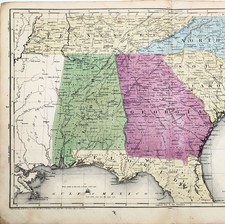 1844 Mappa GEORGIA - TENNESSEE