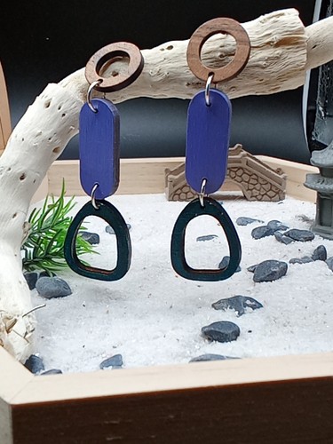 Boucle oreille bois - d'oreille,