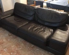 DIVANO SALOTTO IN PELLE DI PECARI NERO 3 POSTI 230 X 90 CM OTTIME CONDIZIONI