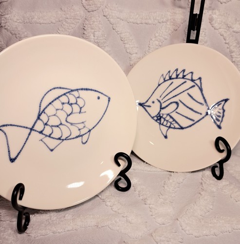 Coppia piatti pesce maceramica - pesce,