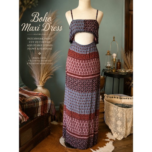 Maxi abito boho - , floreale