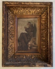 Antico dipinto frate preghiera - antico,