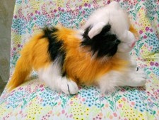 Peluche pelliccia morbida peluche pelo lungo bianco, giallo e nero gatto giocattolo regalo per bambini