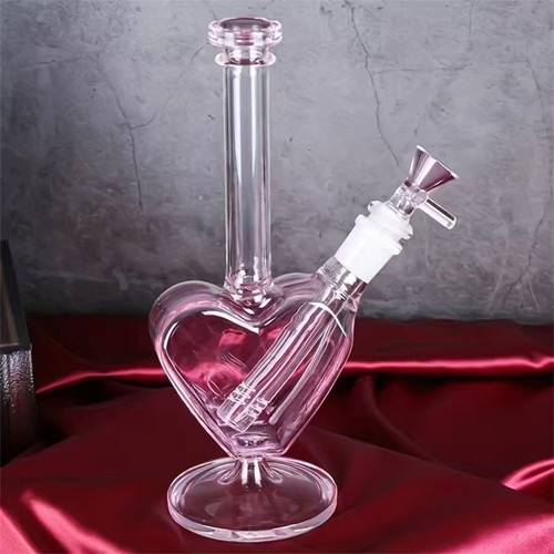 Bong vetro cuore rosa - in, 9"