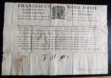 1820 CERTIFICATO RELIQUIA CON FIRMA AUTOGRAFA FRANCESCO MARIA D'ESTE