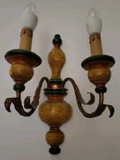 3 APPLIQUE IN LEGNO A 2 LAMPADE