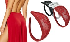 3X Perizoma C Slip C-String con Ricamo in Pizzo Floreale NERO + ROSSO + BIANCO