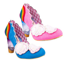 Scarpe con tacco arcobaleno Irregular Choice Shirley Bass rosa e blu UK