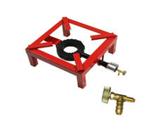 FORNELLONE FORNELLO A GAS 4 PIEDI 30x30CM - BRUCIATORE IN GHISA + UGELLO METANO