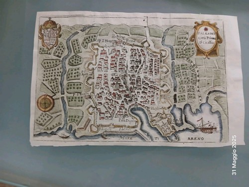 Antica mappa palermo - antica, di