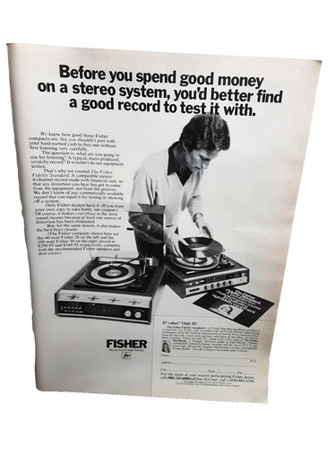 Fisher stereo 1972 pubblicità - fisher,