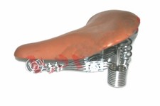 Sella Da Bicicletta Vintage In Pelle Tan, Moto D'Epoca Anni '20 GEc