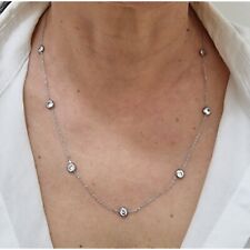 Collana punto luce da donna in acciaio girogola argento con brillantini bianco