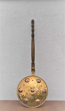 Antica padella da letto, scaldaletto, padella in rame e ottone, anche arrosto castagne