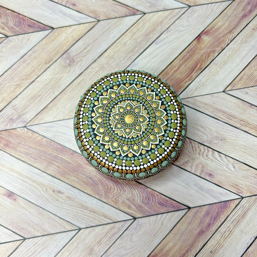 Pietra mandala loto verde