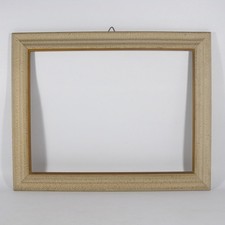 CORNICE IN LEGNO BIANCO AVORIO PROFILO DORATO VINTAGE ANNI 50 40 x 30 cm W015