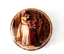 SCATOLA PORTA GIOIE- LIMOGES FRANCIA - DIPINTA A MANO - BORDI IN ORO CM. 13 X 13