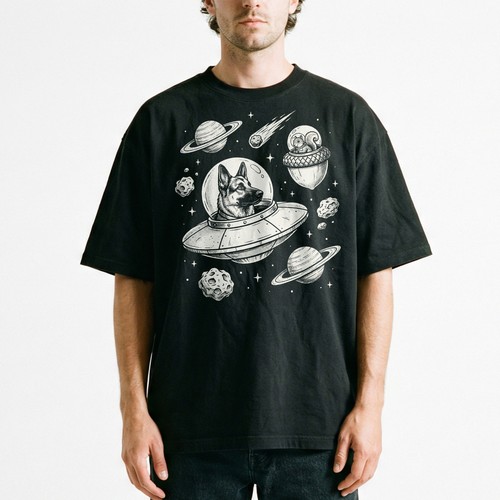 Maglietta space dog ufo galaxy - maglietta,