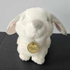 Peluche coniglietto Miyoni by Aurora bianco grigio con orecchie a loppo 8" seduto imbottito 2019