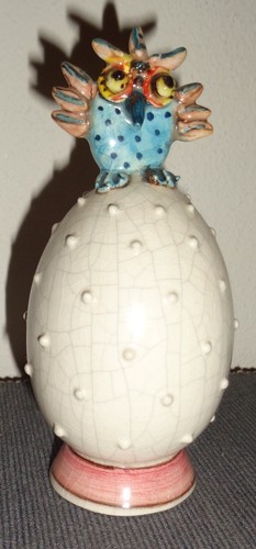 Uovo gufo ceramica morigi - uovo,