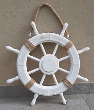 TIMONE IN LEGNO ø 62 BIANCO + CORDA CANAPA ARREDAMENTO MARINO CASA MARE SPIAGGIA