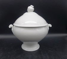 Zuppiera piccola in porcellana bianca pomolo melograno Ginori marchio verde