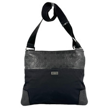 Gucci Guccissima borsa a tracolla pelle tela nera autentica