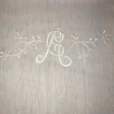 Asciugamano Della Nonna Puro lino Con Iniziali Di Ricami Fatti A Mano E Pizzo