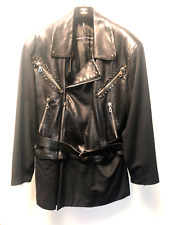 CALUGI E GIANNELLI Rare 90's Hybrid Jacket in Black Leather and Fabric XXL