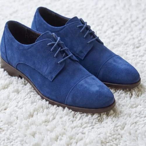 Oxford blu scamosciate - , punta