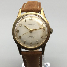 Orologio Vintage Caravelle 1967 Uomo 33mm Tono Oro Nuovo Cinturino Pelle Carica Manuale