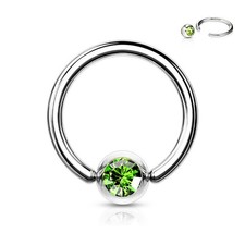 Piercing Anello con Pallina Strass Verde (Orecchio, Capezzolo ECC)