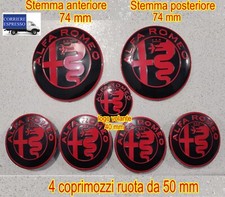 KIT FREGIO STEMMI LOGHI ALFA ROMEO 147 156 159 MITO GIULIETTA ROSSO MISURA 50mm