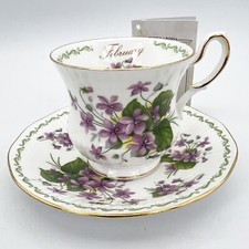 Tazza da the tè in porcellana Queen's con mese tazzina inglese Febbraio 900