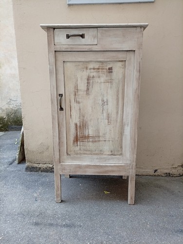 Comodino legno bianco decapato
