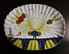 TONDINI FAENZA, grande piatto ovale buccellato in ceramica decoro garofano