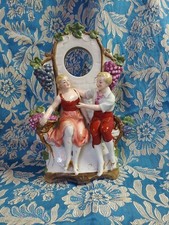 Antica Porcellana Amanti statuine vendemmia Orologio da Tavolo 