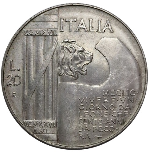 Regno italia 20 lire 1928 - regno,