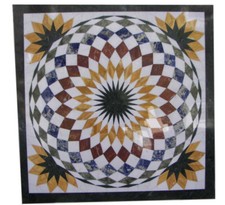 Tavolo In Marmo Nero Fatta A Mano Con Inlay Pietra Dura 36"