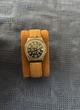 80s "Steel Feathers" GX406 Black Swatch 1989 Date Swatch Gent new battery