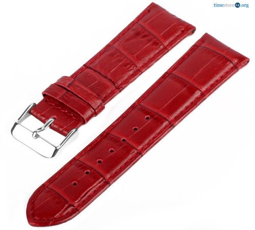 Cinturino pelle rosso croco - pelle,
