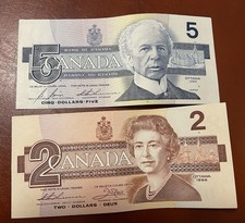 Canada lotto banconote 2 e 5