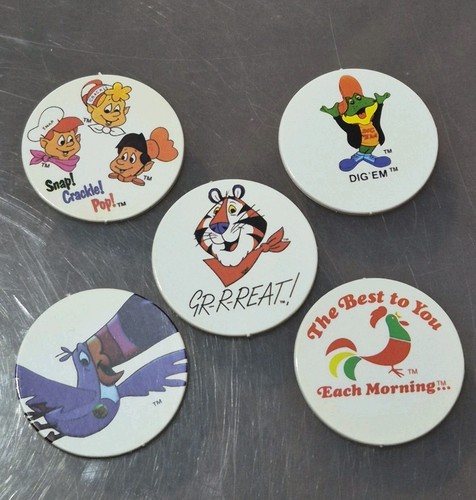 Vintage cereal mascot pogs - cereal,