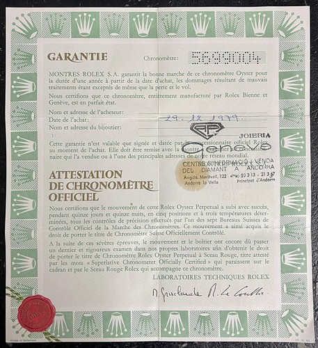 Rolex certificate 1655 - rolex,