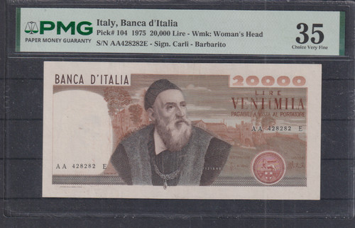 Italia 20000 lire 1975 - italia,