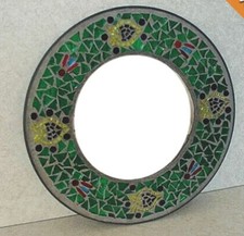 Specchio Rotondo Tucano Cornice In Mosaico Di Vetro Verde 30 cm