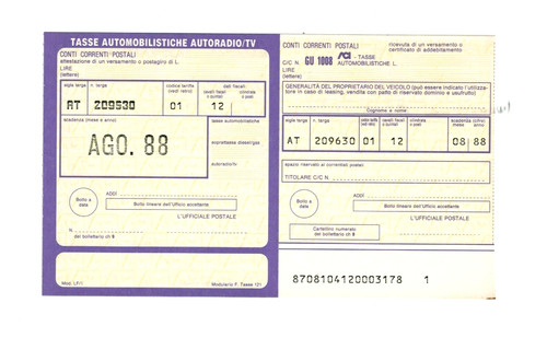 Tassa automobilistica postale - automobilistica,