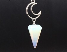 Collana ciondolo piramide esagonale con GARANZIA pietra di luna naturale NUOVA